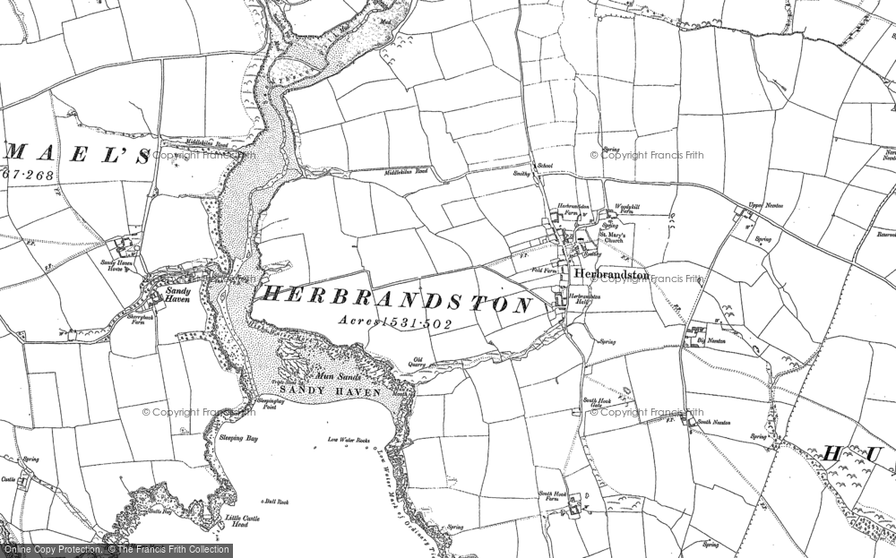 Old Map of Herbrandston, 1906 - 1948 in 1906