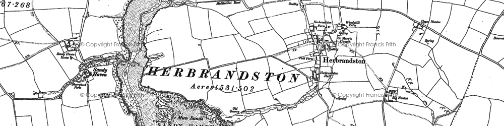 Old map of Herbrandston in 1906