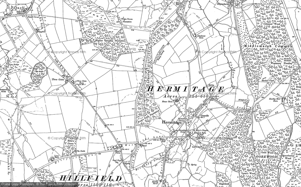 Old Map of Hermitage, 1887 in 1887