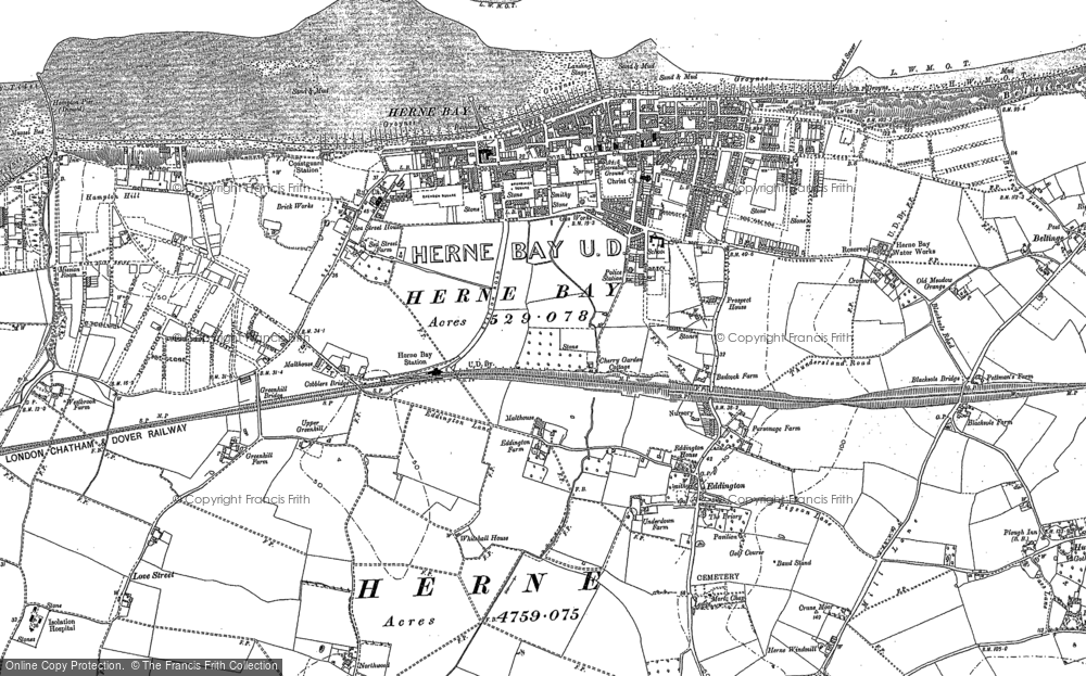 Old Map of Historic Map covering Eddington in 1906