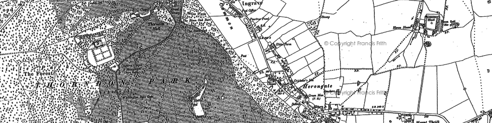 Old map of Herongate in 1895