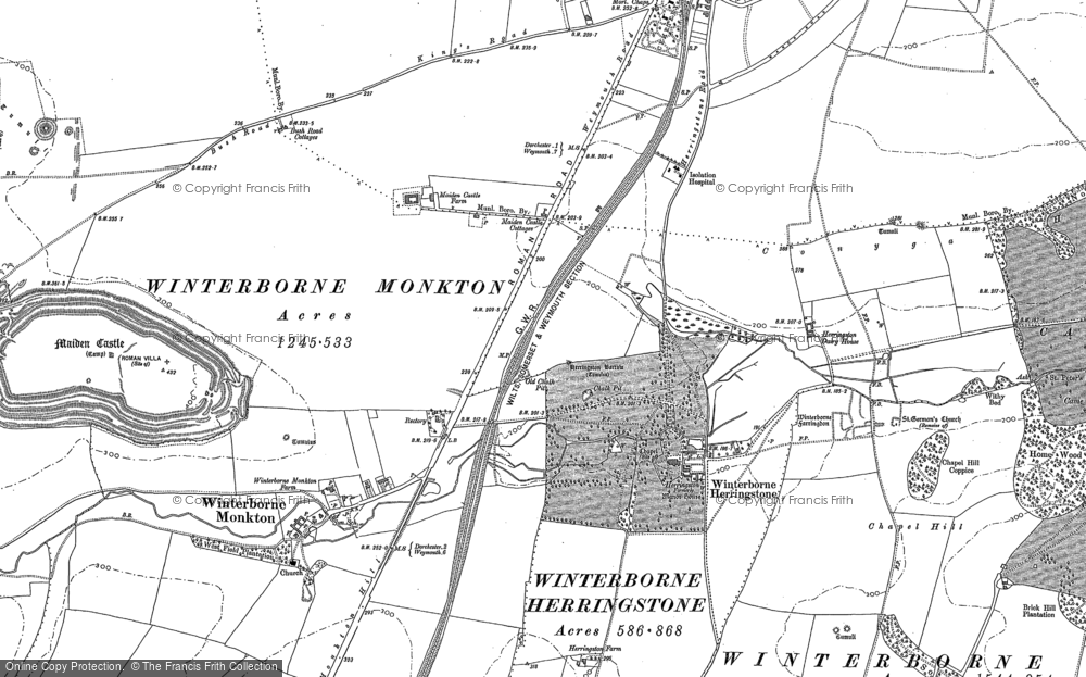 Old Map of Historic Map covering Winterbourne Faringdon Village in 1886