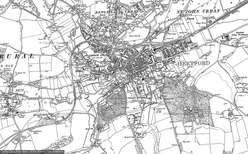 Old Map of Hertford, 1897 in 1897