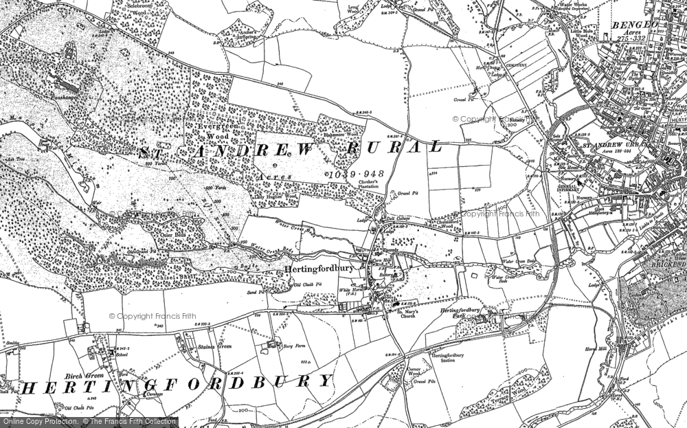 Old Map of Historic Map covering Broadoak End in 1896