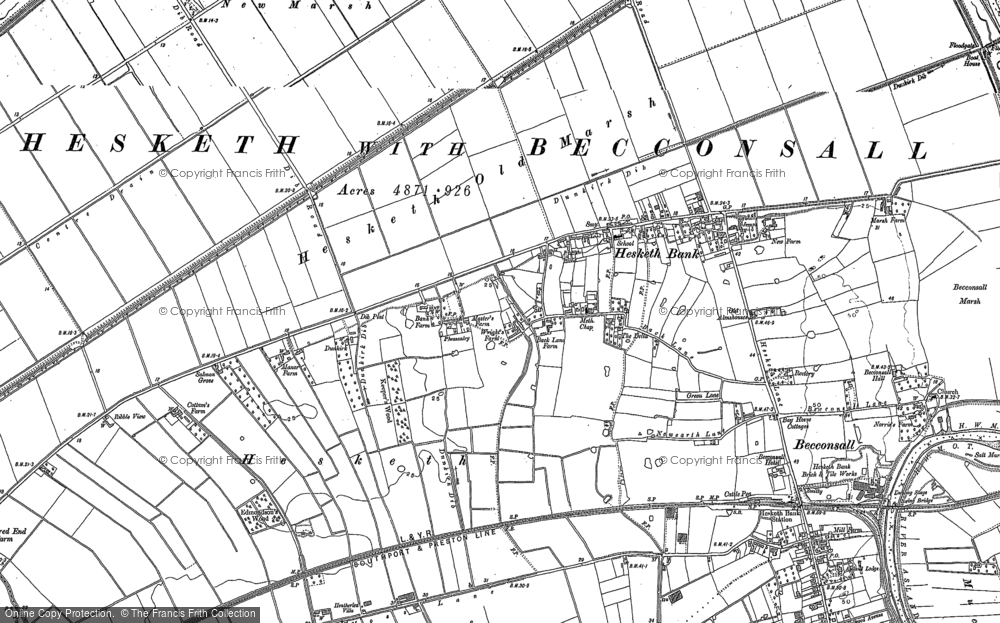Old Map of Historic Map covering Becconsall in 1892