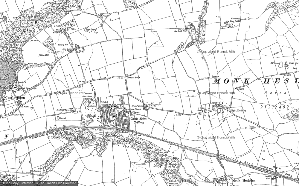 Old Map of Hesleden, 1896 in 1896