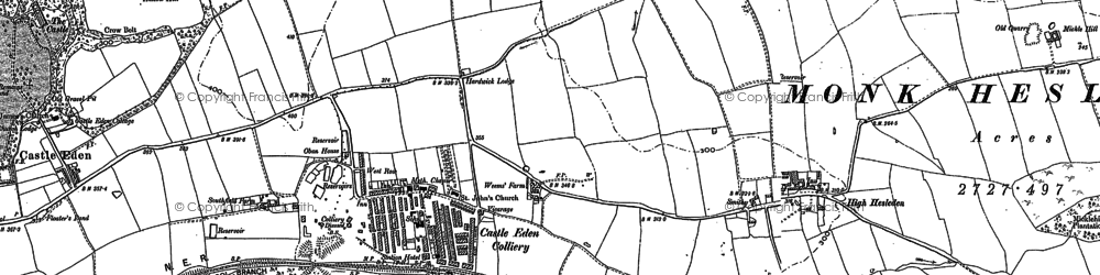 Old map of Hesleden in 1896