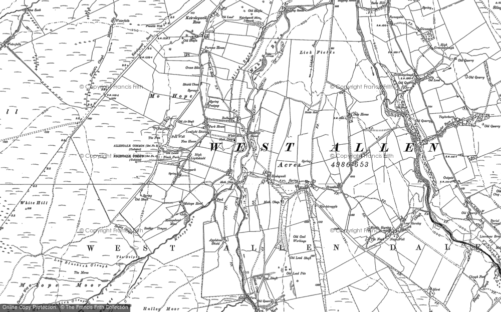 Old Map of Historic Map covering Broad Meadows in 1895
