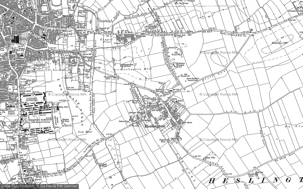Old Map of Historic Map covering Walmgate Stray in 1890