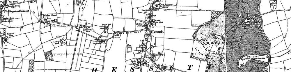 Old map of Hessett in 1883