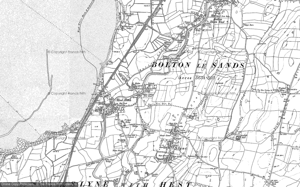 Old Map of Hest Bank, 1889 - 1911 in 1889