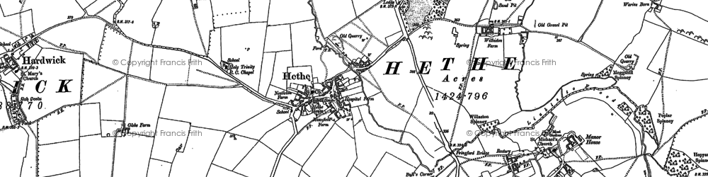 Old map of Hethe in 1898