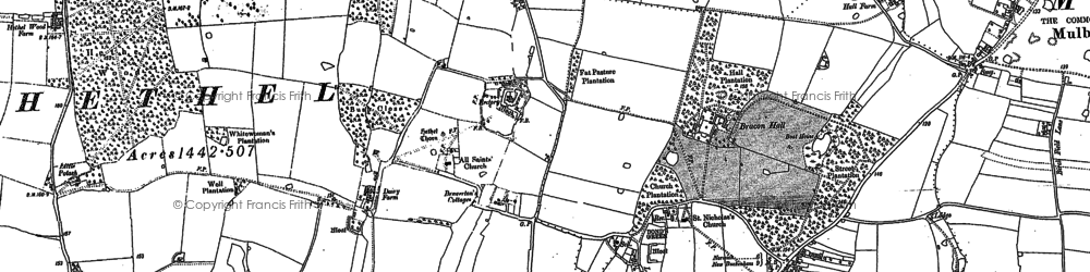 Old map of Hethel in 1881