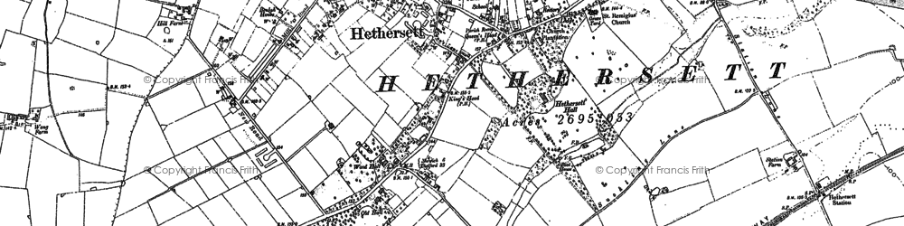 Old map of Hethersett in 1882