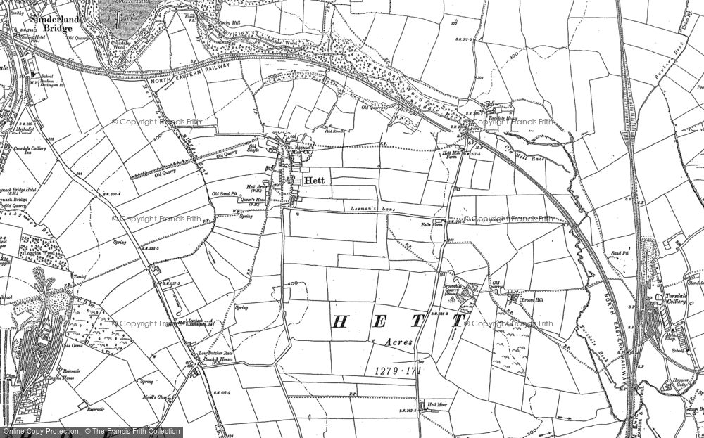 Old Map of Hett, 1887 - 1903 in 1887