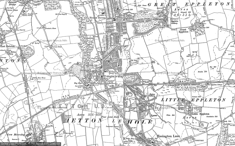 Old Map of Historic Map covering Hetton Downs in 1895