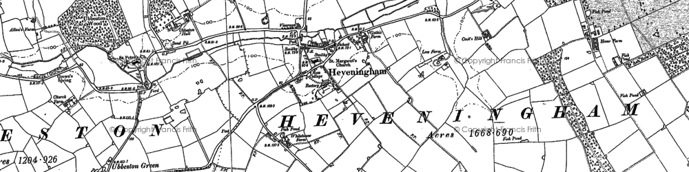 Old map of Heveningham in 1883