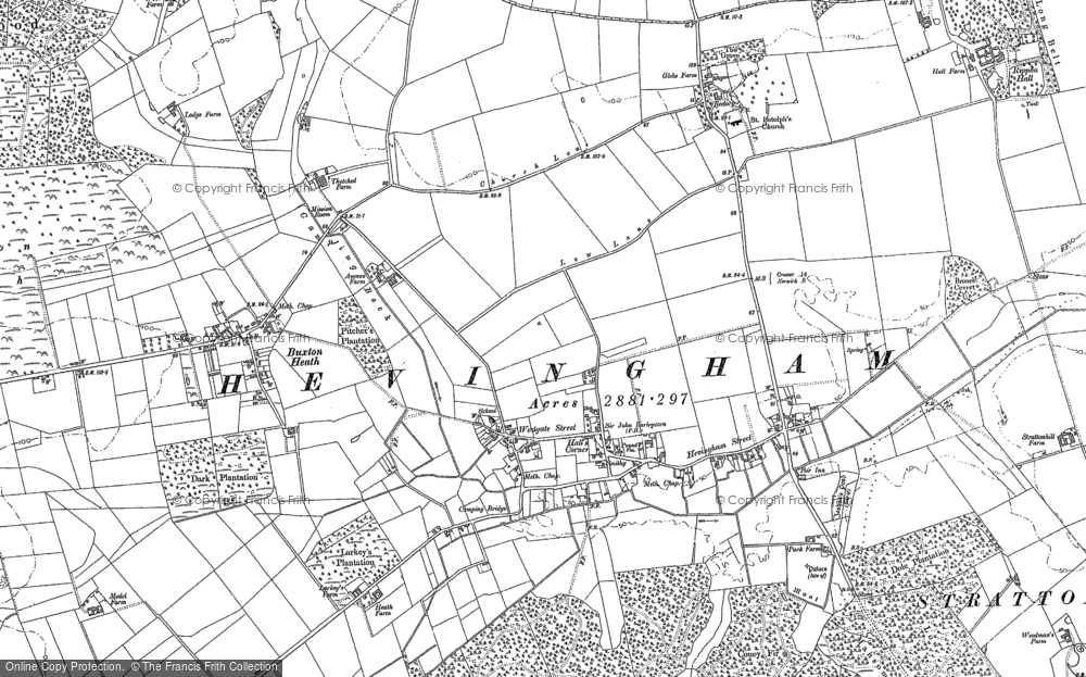 Old Map of Historic Map covering The Heath in 1885