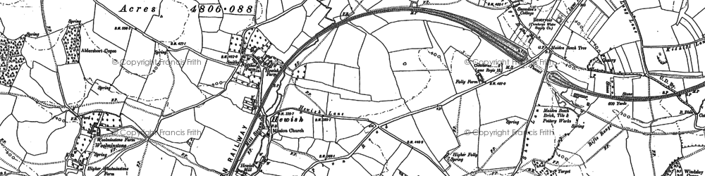 Old map of Hewish in 1886