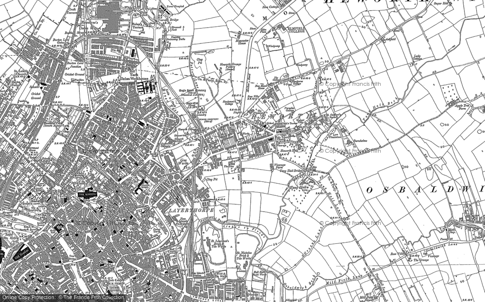 Old Map of Historic Map covering Layerthorpe in 1890