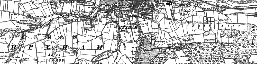 Old map of Hexham in 1895