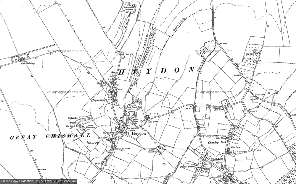 Old Map of Historic Map covering Flint Cross in 1885