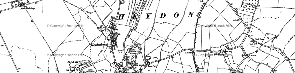 Old map of Heydon in 1885