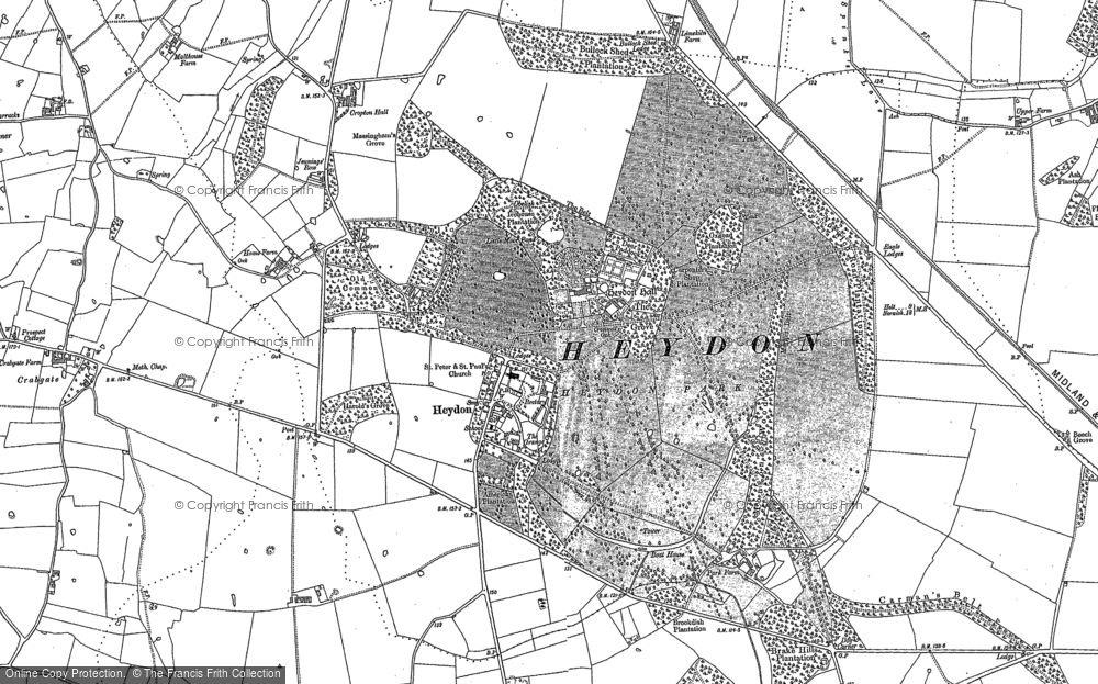 Old Map of Heydon, 1885 in 1885