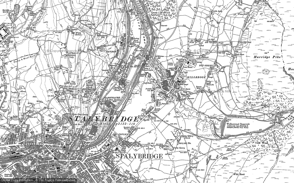 Old Map of Historic Map covering Ridge Hill in 1907