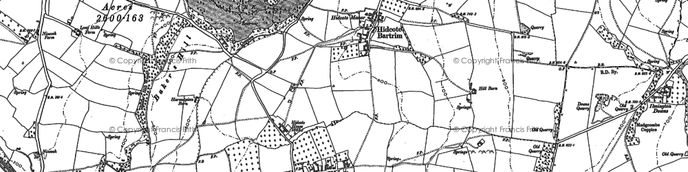 Old map of Hidcote Bartrim in 1900