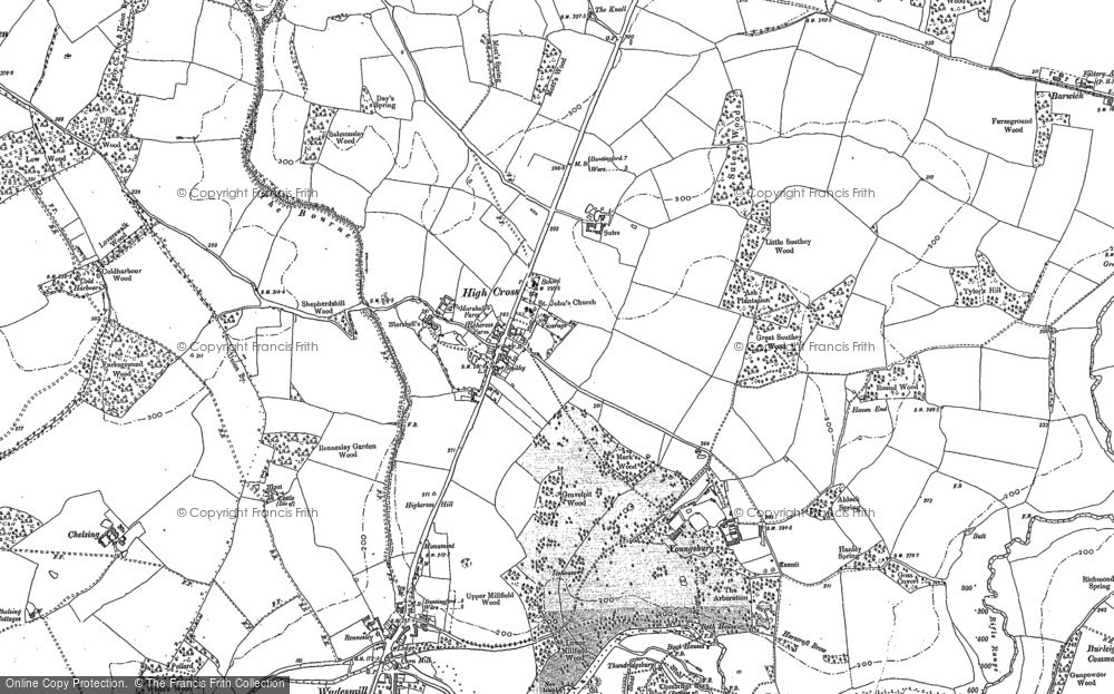 Old Map of High Cross, 1895 - 1897 in 1895