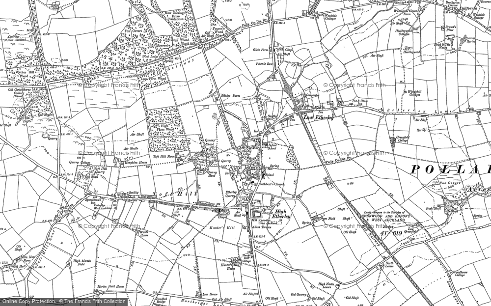 Old Map of High Etherley, 1896 in 1896