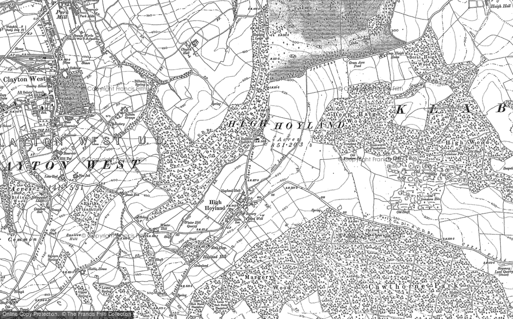 Old Map of Historic Map covering Bilham Grange in 1891