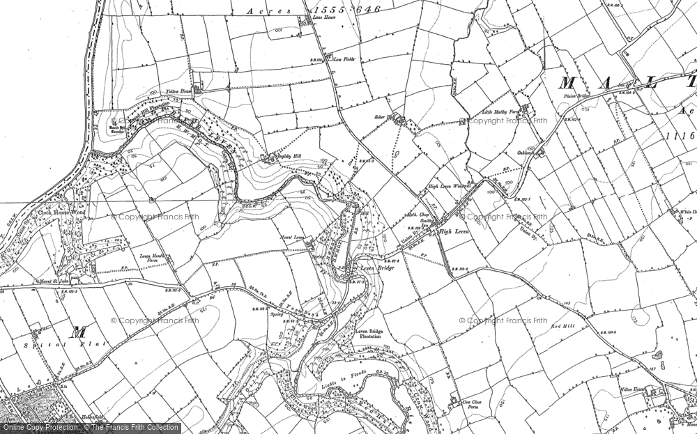 Old Map of Historic Map covering Leven Bridge in 1913