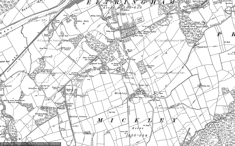 Old Map of High Mickley, 1895 in 1895