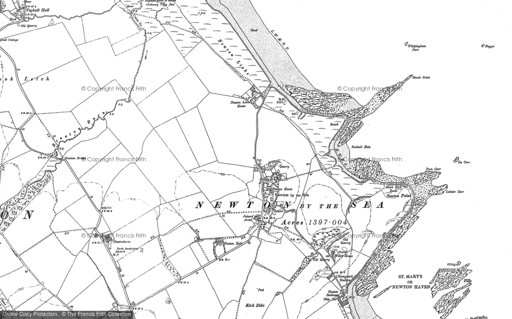 Old Map of Historic Map covering Whittingham Carr in 1896