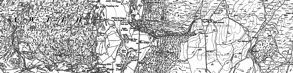 Old map of High Nibthwaite in 1911