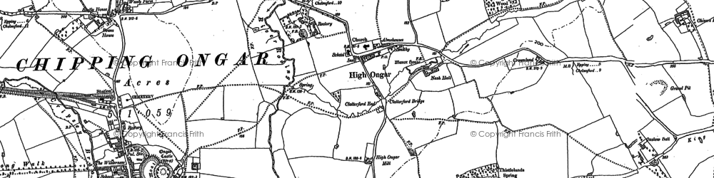 Old map of Hallsford Bridge in 1895