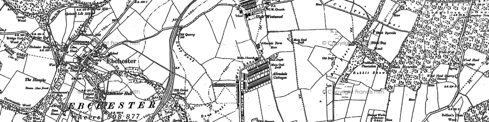 Old map of High Westwood in 1915