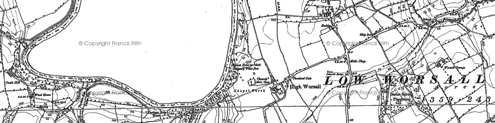 Old map of High Worsall in 1890