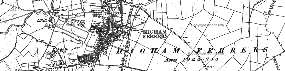 Old map of Higham Ferrers in 1899