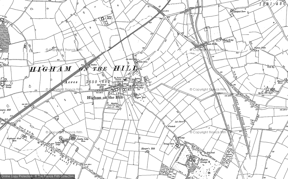 Old Map of Historic Map covering Lindley Lodge in 1887