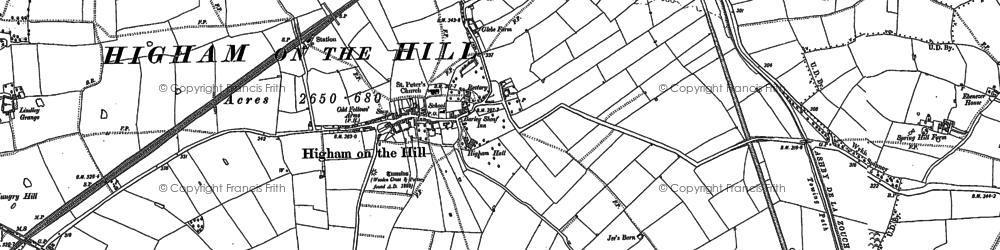 Old map of Higham on the Hill in 1887