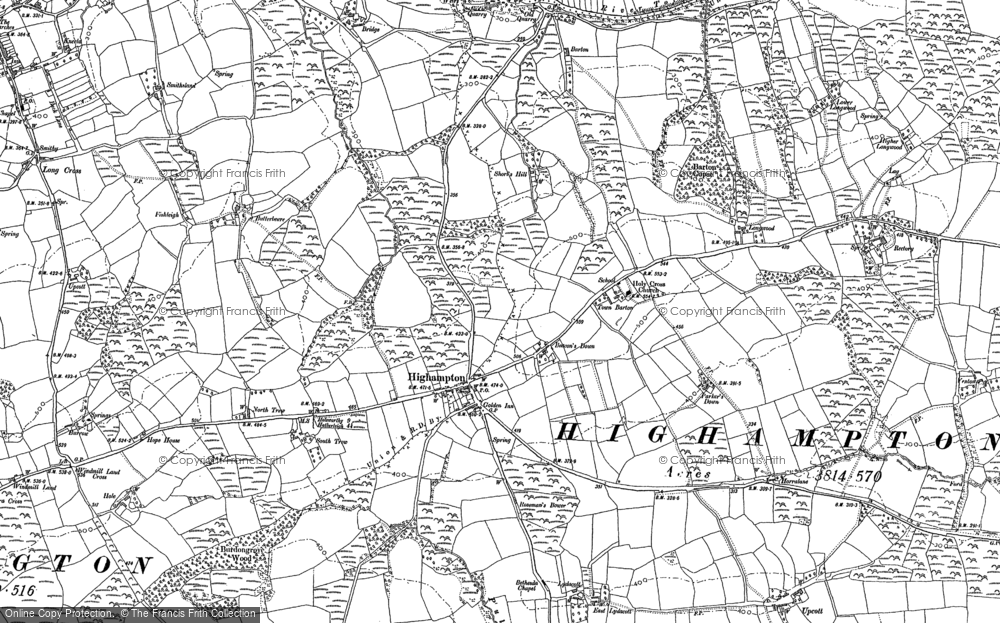 Old Map of Historic Map covering Burdon Grange in 1884