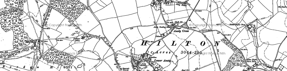 Old map of Higher Ansty in 1887