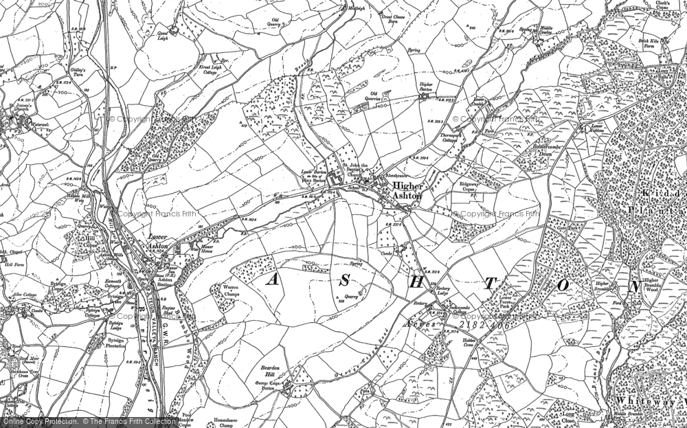 Old Map of Higher Ashton, 1887 in 1887