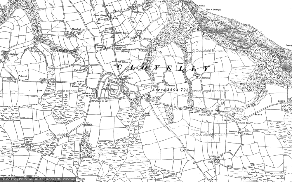 Old Map of Historic Map covering Velly in 1884
