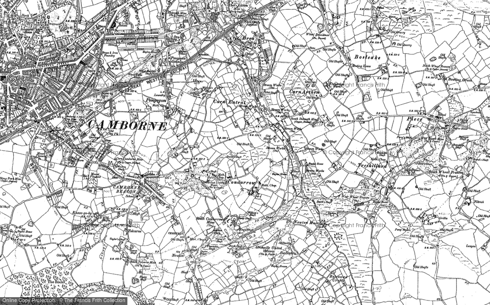Old Map of Higher Condurrow, 1878 in 1878