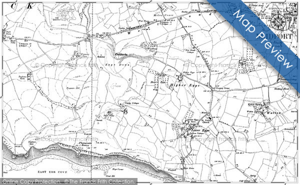 Old Map of Higher Eype, 1901 in 1901
