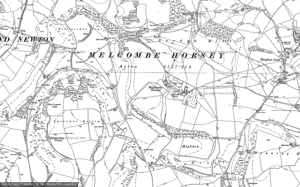 Old Map of Historic Map covering Bowdens in 1887